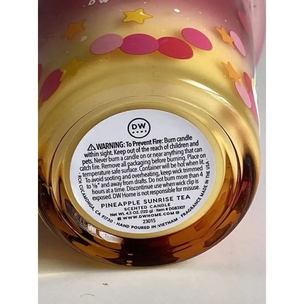 DW Home Pineapple‎ Sunrise Tea Candle Cup 4.3 OZ Richly Scented Mini Single Wick